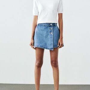 NWT - Zara wrap denim skort